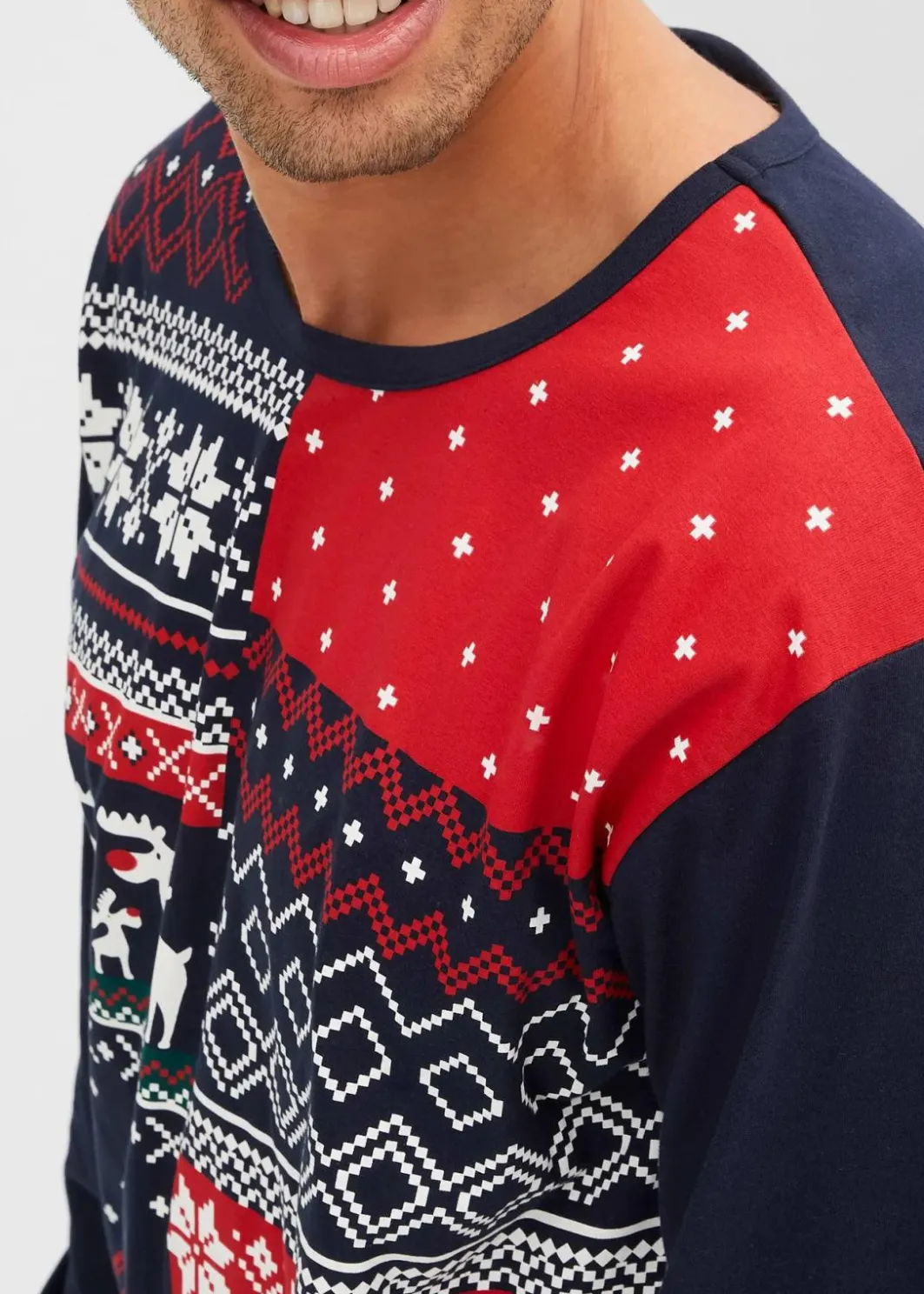 Herren bonprix Pyjamas|Große Größen|Pyjama aus reiner Baumwolle mit langen Ärmeln
