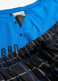 Herren bonprix Pyjamas|Große Größen|Pyjama aus reiner Baumwolle mit Knopfleiste und langen Ärmeln