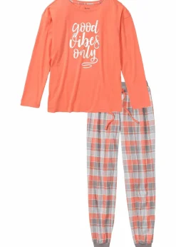Damen bonprix Wäsche·Nachtwäsche|Nachhaltigere Materialien|Pyjama aus reiner Bio-Baumwolle