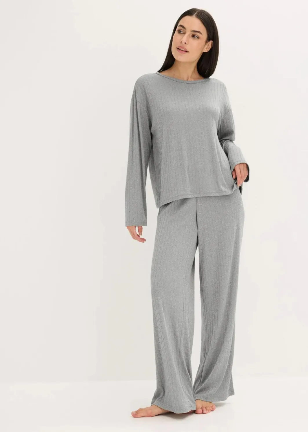 Outlet Pyjama aus weichem Pointelle-Jersey Damen Wäsche·Nachtwäsche|Nachtwäsche