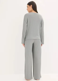 Outlet Pyjama aus weichem Pointelle-Jersey Damen Wäsche·Nachtwäsche|Nachtwäsche