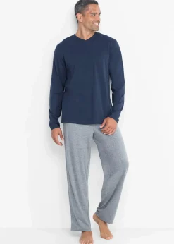 Pyjama mit Baumwolle und langen Ärmeln Herren Pyjamas|Große Größen