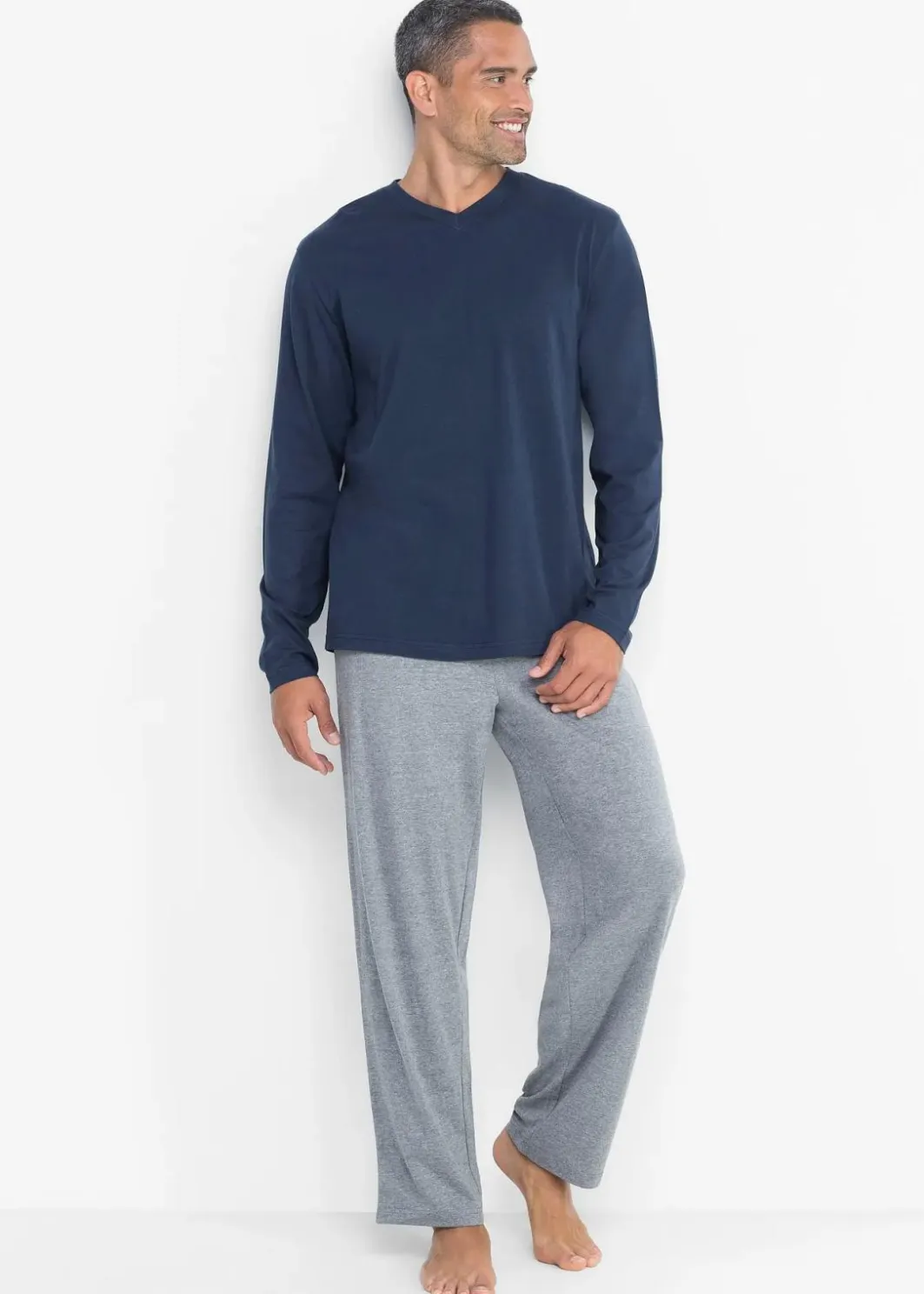 Pyjama mit Baumwolle und langen Ärmeln Herren Pyjamas|Große Größen