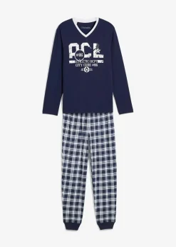 Herren bonprix Wäsche|Große Größen|Pyjama mit Baumwolle und langen Ärmeln