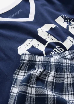 Herren bonprix Wäsche|Große Größen|Pyjama mit Baumwolle und langen Ärmeln