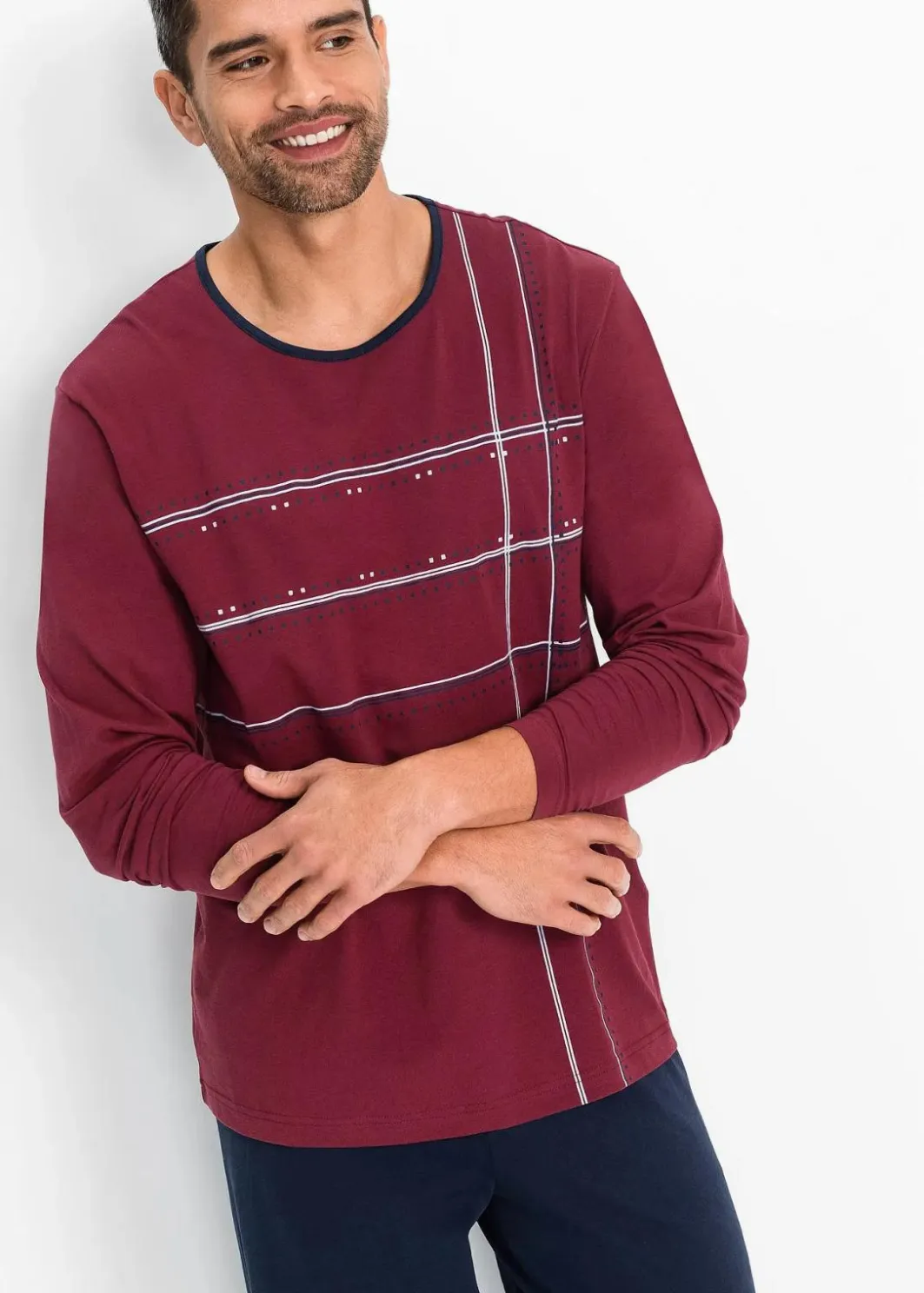 New Pyjama mit Baumwolle und langen Ärmeln Herren Pyjamas|Große Größen