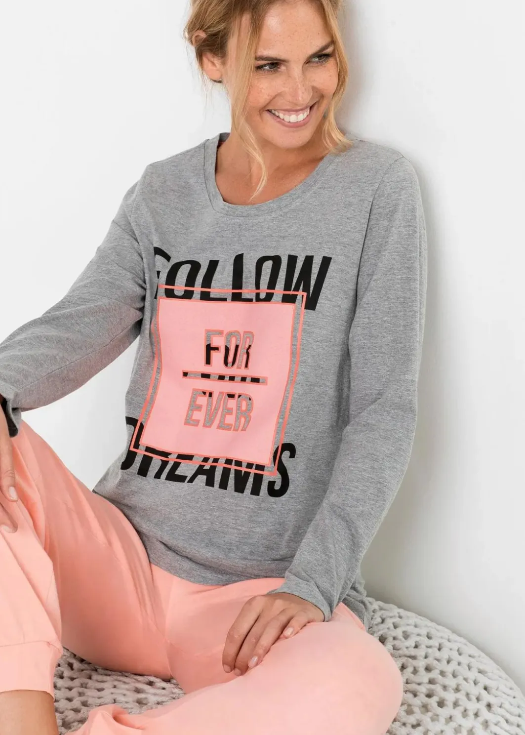 Damen bonprix Wäsche·Nachtwäsche|Nachhaltigere Materialien|Pyjama mit Bio-Baumwolle