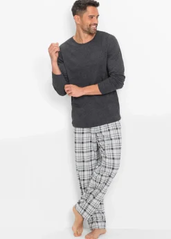 Herren bonprix Pyjamas|Große Größen|Pyjama mit Bio-Baumwolle mit langen Ärmeln