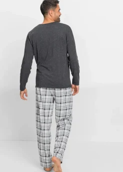 Herren bonprix Pyjamas|Große Größen|Pyjama mit Bio-Baumwolle mit langen Ärmeln