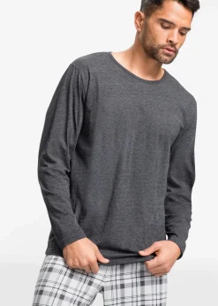 Herren bonprix Pyjamas|Große Größen|Pyjama mit Bio-Baumwolle mit langen Ärmeln