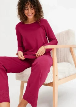 Damen bonprix Wäsche·Nachtwäsche|Nachtwäsche|Pyjama mit dezenter Spitze