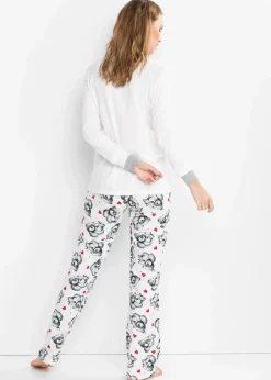 Damen bonprix Wäsche·Nachtwäsche|Nachhaltigere Materialien|Pyjama mit Flanellapplikation