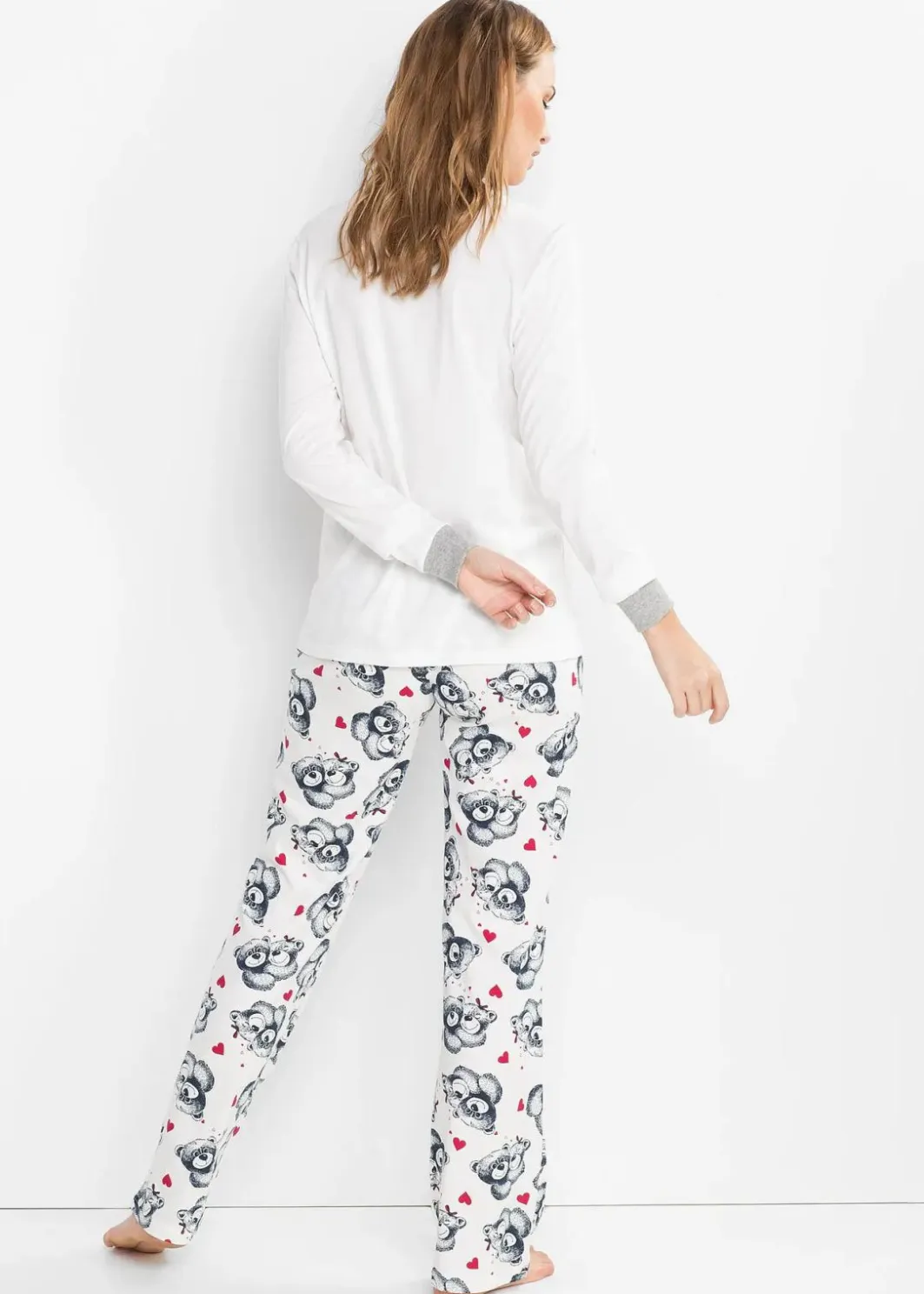 Damen bonprix Wäsche·Nachtwäsche|Nachhaltigere Materialien|Pyjama mit Flanellapplikation