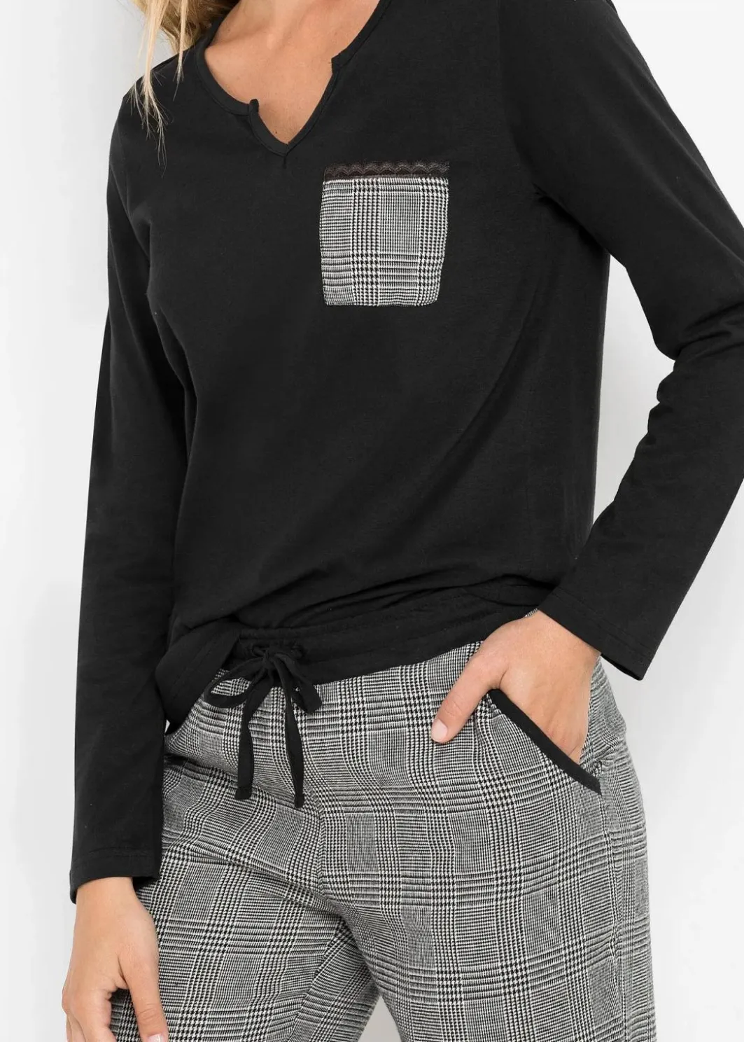 Hot Pyjama mit Flanellhose Damen Wäsche·Nachtwäsche|Nachtwäsche