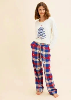 Damen bonprix Wäsche·Nachtwäsche|Nachtwäsche|Pyjama mit Flanellhose
