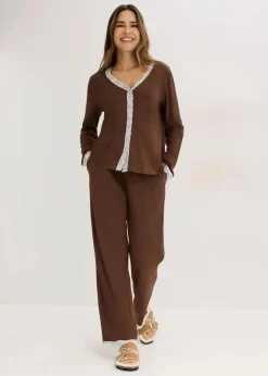 New Pyjama mit Knopfleiste Damen Nachhaltigere Materialien|Nachtwäsche