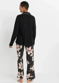 Damen bonprix Wäsche·Nachtwäsche|Nachtwäsche|Pyjama mit Knopfleiste