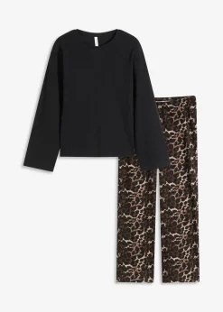 Damen bonprix Wäsche·Nachtwäsche|Nachtwäsche|Pyjama mit Rippshirt und weiter Hose