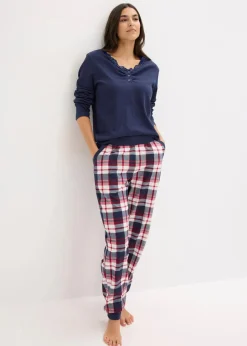 Best Pyjama mit Rippshirt und Knopfleiste Damen Wäsche·Nachtwäsche|Nachtwäsche