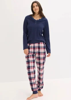 Best Pyjama mit Rippshirt und Knopfleiste Damen Wäsche·Nachtwäsche|Nachtwäsche