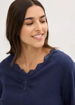 Best Pyjama mit Rippshirt und Knopfleiste Damen Wäsche·Nachtwäsche|Nachtwäsche