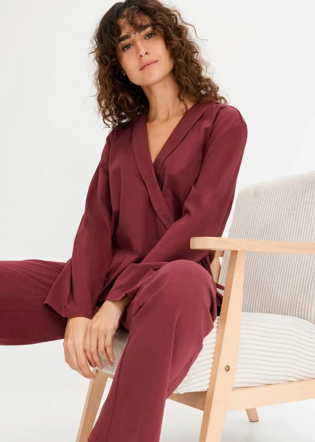 Outlet Pyjama mit Schalkragen Damen Wäsche·Nachtwäsche|Nachtwäsche