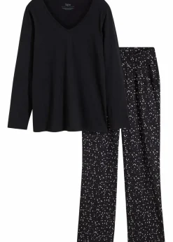 Damen bonprix Wäsche·Nachtwäsche|Nachtwäsche|Pyjama mit schimmerndem Druck