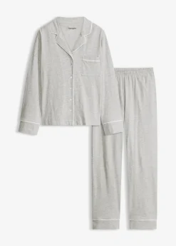 Pyjama mit Viskose und Knopfleiste Damen Wäsche·Nachtwäsche|Nachtwäsche