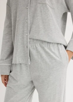 Pyjama mit Viskose und Knopfleiste Damen Wäsche·Nachtwäsche|Nachtwäsche