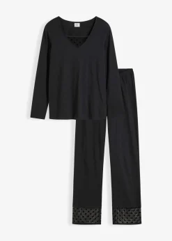 Damen bonprix Wäsche·Basics|Wäsche·Nachtwäsche|Pyjama mit zartem Mesh