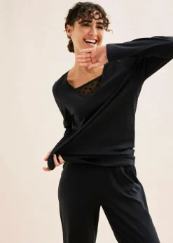 Damen bonprix Wäsche·Basics|Wäsche·Nachtwäsche|Pyjama mit zartem Mesh