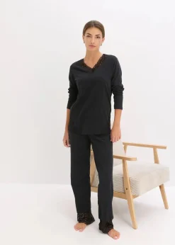 Damen bonprix Wäsche·Nachtwäsche|Nachtwäsche|Pyjama mit zarter Spitze