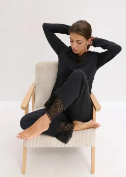 Damen bonprix Wäsche·Nachtwäsche|Nachtwäsche|Pyjama mit zarter Spitze