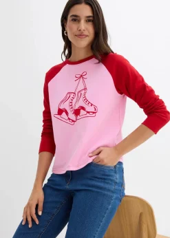 Damen bonprix Nachhaltigere Materialien|Shirts & Tops|Raglanshirt aus reiner Bio-Baumwolle