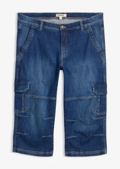 Herren bonprix Jeans|Große Größen|Regular Fit 3/4 Stretch-Cargojeans, Straight