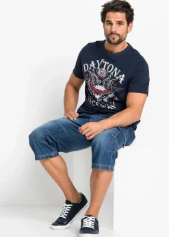 Herren bonprix Jeans|Große Größen|Regular Fit 3/4 Stretch-Cargojeans, Straight