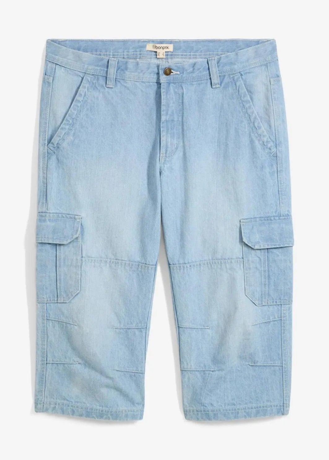 Herren bonprix Jeans|Große Größen|Regular Fit 3/4 Stretch-Cargojeans, Straight