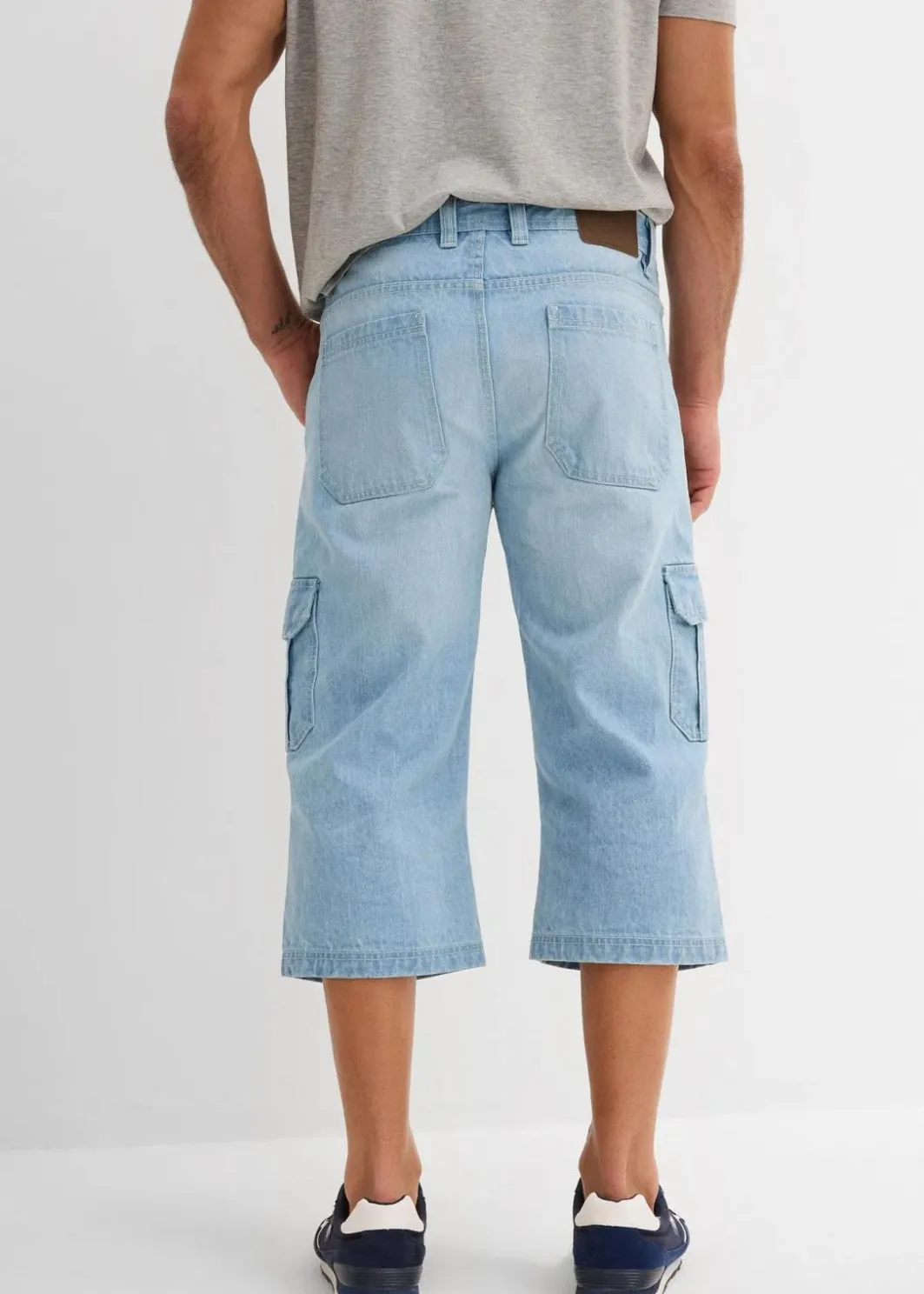 Herren bonprix Jeans|Große Größen|Regular Fit 3/4 Stretch-Cargojeans, Straight