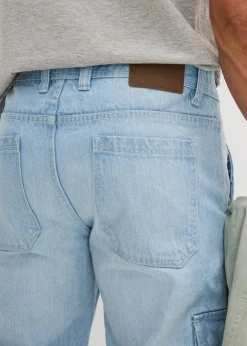 Herren bonprix Jeans|Große Größen|Regular Fit 3/4 Stretch-Cargojeans, Straight