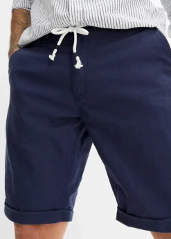 Best Regular Fit Bermuda aus luftigem Leinen-Mix Herren Hosen|Shorts