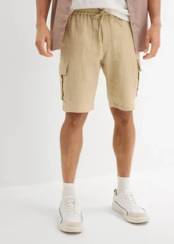 Regular Fit Bermuda aus luftigem Musselin Herren Große Größen|Shorts