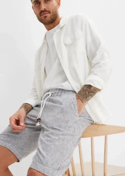 New Regular Fit Bermuda aus luftigem Leinen-Mix Herren Große Größen|Shorts