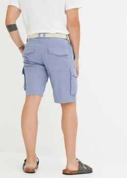 Clearance Regular Fit Cargo-Bermuda mit Gürtel aus luftigem Leinen-Mix Herren Hosen|Basics