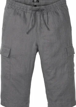 Regular Fit Cargo-Bermuda aus luftigem Leinen-Mix Herren Große Größen|Shorts