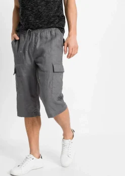 Regular Fit Cargo-Bermuda aus luftigem Leinen-Mix Herren Große Größen|Shorts