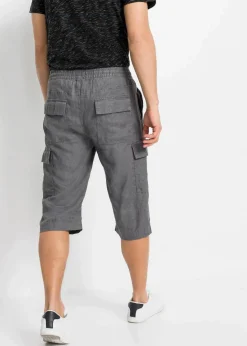 Regular Fit Cargo-Bermuda aus luftigem Leinen-Mix Herren Große Größen|Shorts