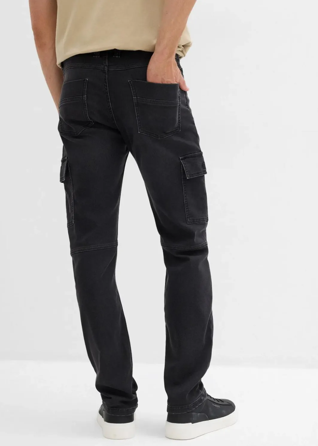 Herren bonprix Große Größen|Sweat|Regular Fit Cargo-Jeans-Jogger mit Komfortbund, Straight
