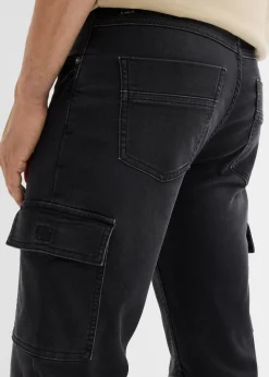 Herren bonprix Große Größen|Sweat|Regular Fit Cargo-Jeans-Jogger mit Komfortbund, Straight