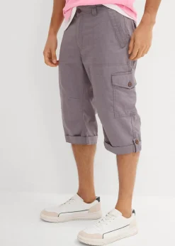 Herren bonprix Hosen|Shorts|Regular Fit Cargo-Long-Bermuda aus luftigem Leinen-Mix