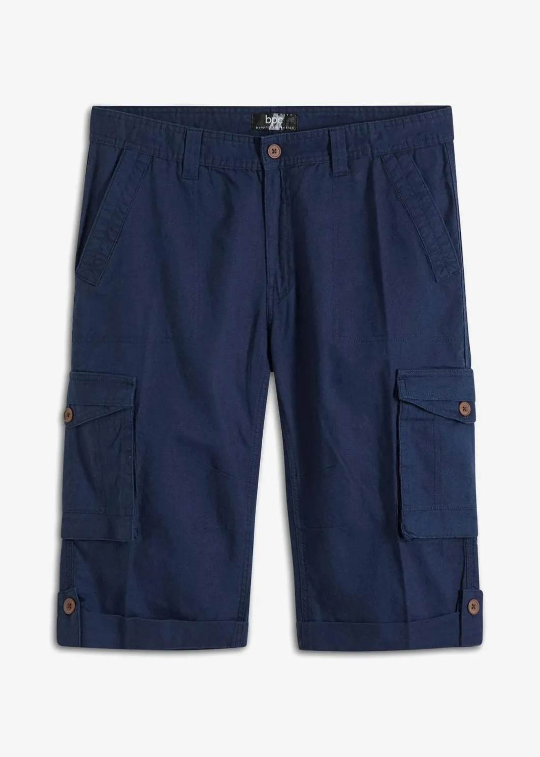Regular Fit Cargo-Long-Bermuda aus luftigem Leinen-Mix Herren Große Größen|Shorts